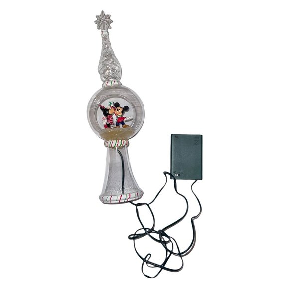 Rare Walt Disney Store Mickey Minnie 11" Lighted Clear Glass Tree Topper HTF - Picture 5 of 11
